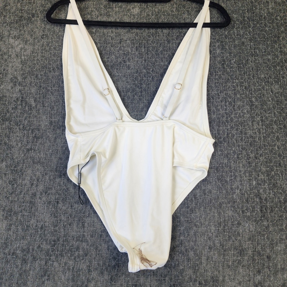 DIXPERFECT Deep V Sexy One-Piece Swimsuit Women Medium Ivory Plunge High Cut - Picture 6 of 8